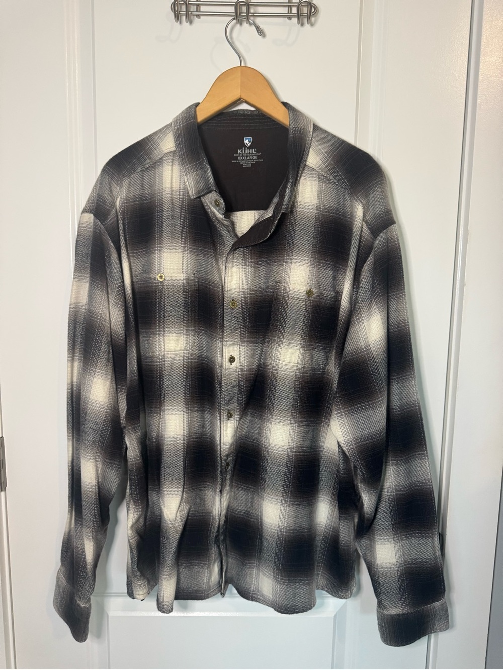 Kuhl Men's Black and White Plaid Button-Down Shirt